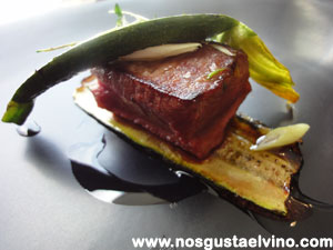 Restaurant Hydrogen Hotel Barcelo Sants Presa ibérica aromatizada con tomillo y calabacín