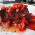 Restaurant Hydrogen Hotel Barcelo Sants Magret de pato sobre carpaccio de fresas y vinagreta de frutos rojos